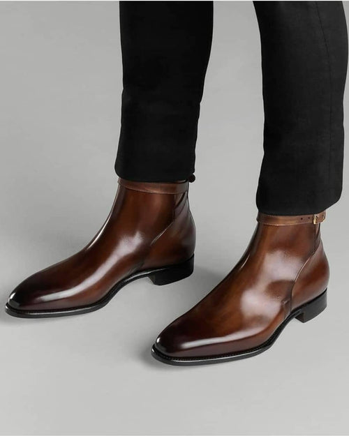 Brown Leather Cracio Jodhpur Boots - AW24