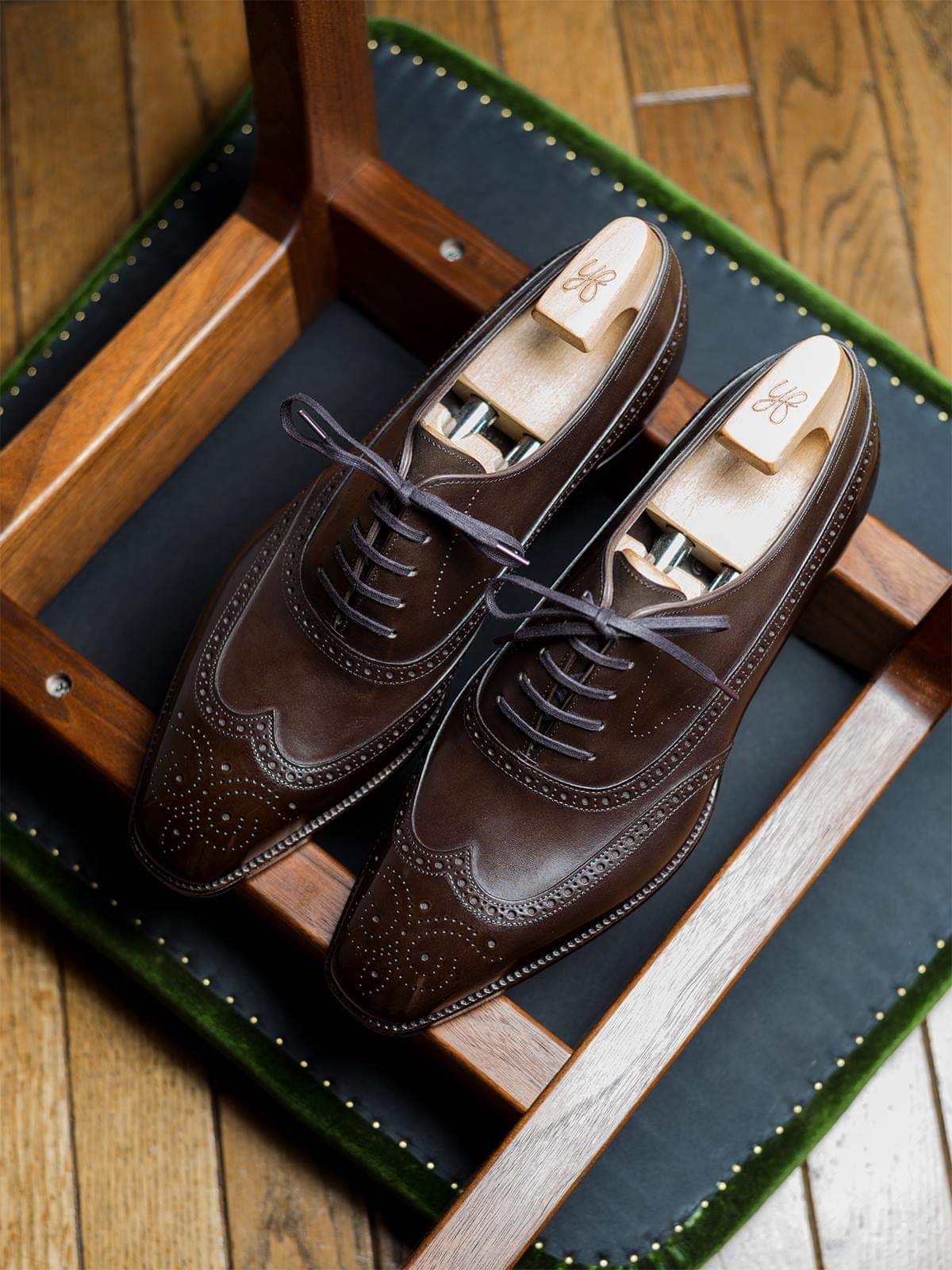 Brown Leather Cedria Brogue Wingtip Oxfords