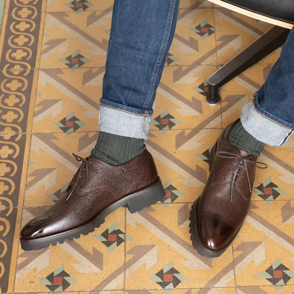 Brown Leather Alissa Chunky Derby Shoes 