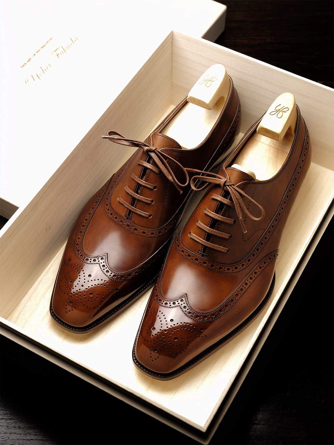 Tan Leather Cedria Brogue Wingtip Oxfords 