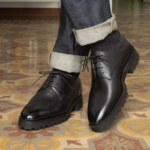 Black Leather Alissa Chunky Derby Shoes