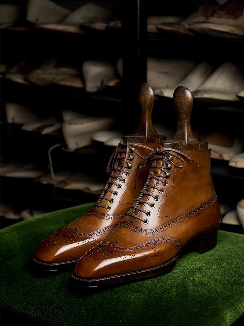 Tan Leather Dawson Brogue Lace Up Boots