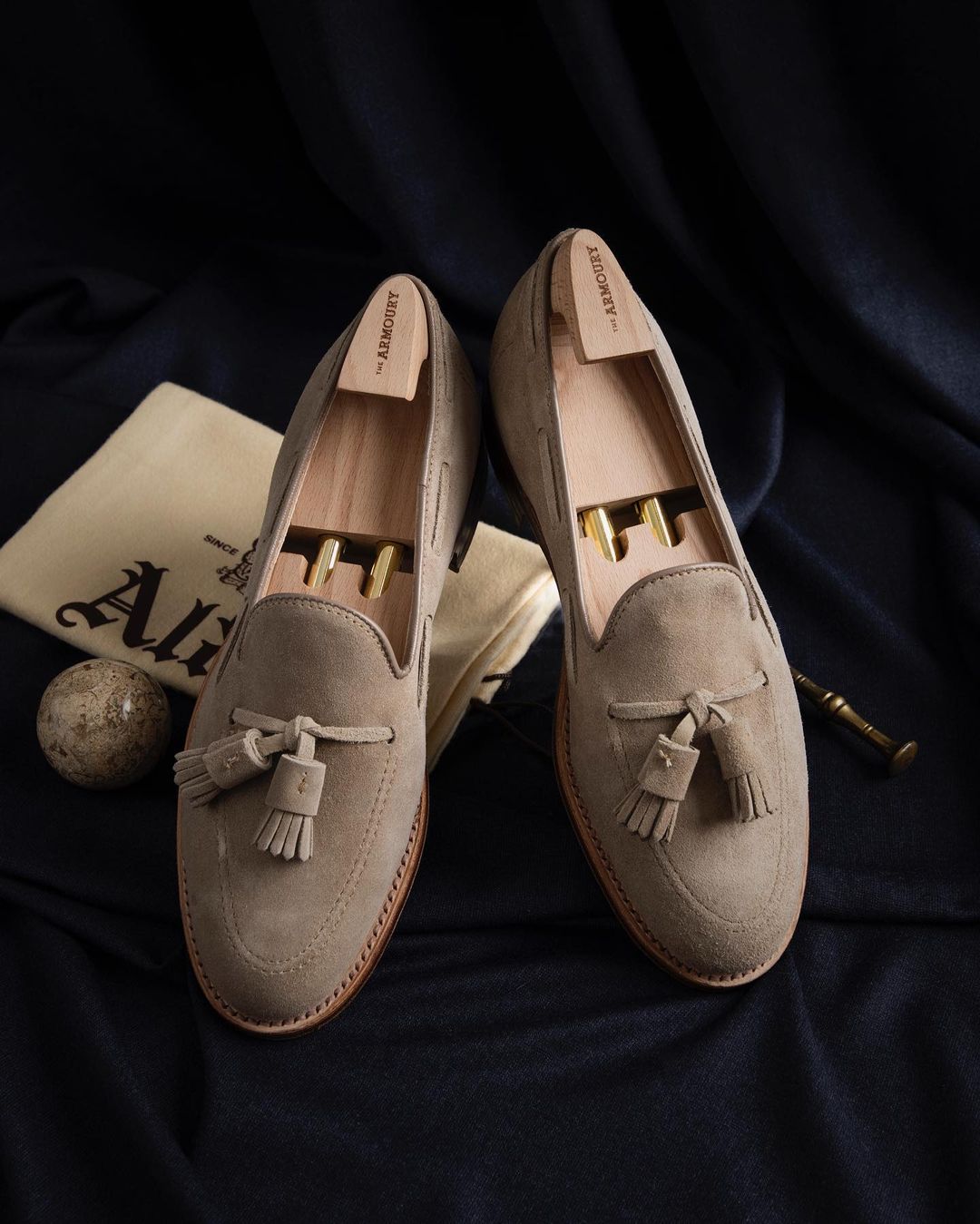 Cream Suede Ariadne Tassel Loafers 