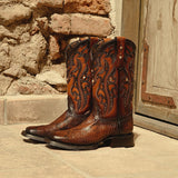 Tan Python Print Leather Fencourt Cowboy Boots - AW24