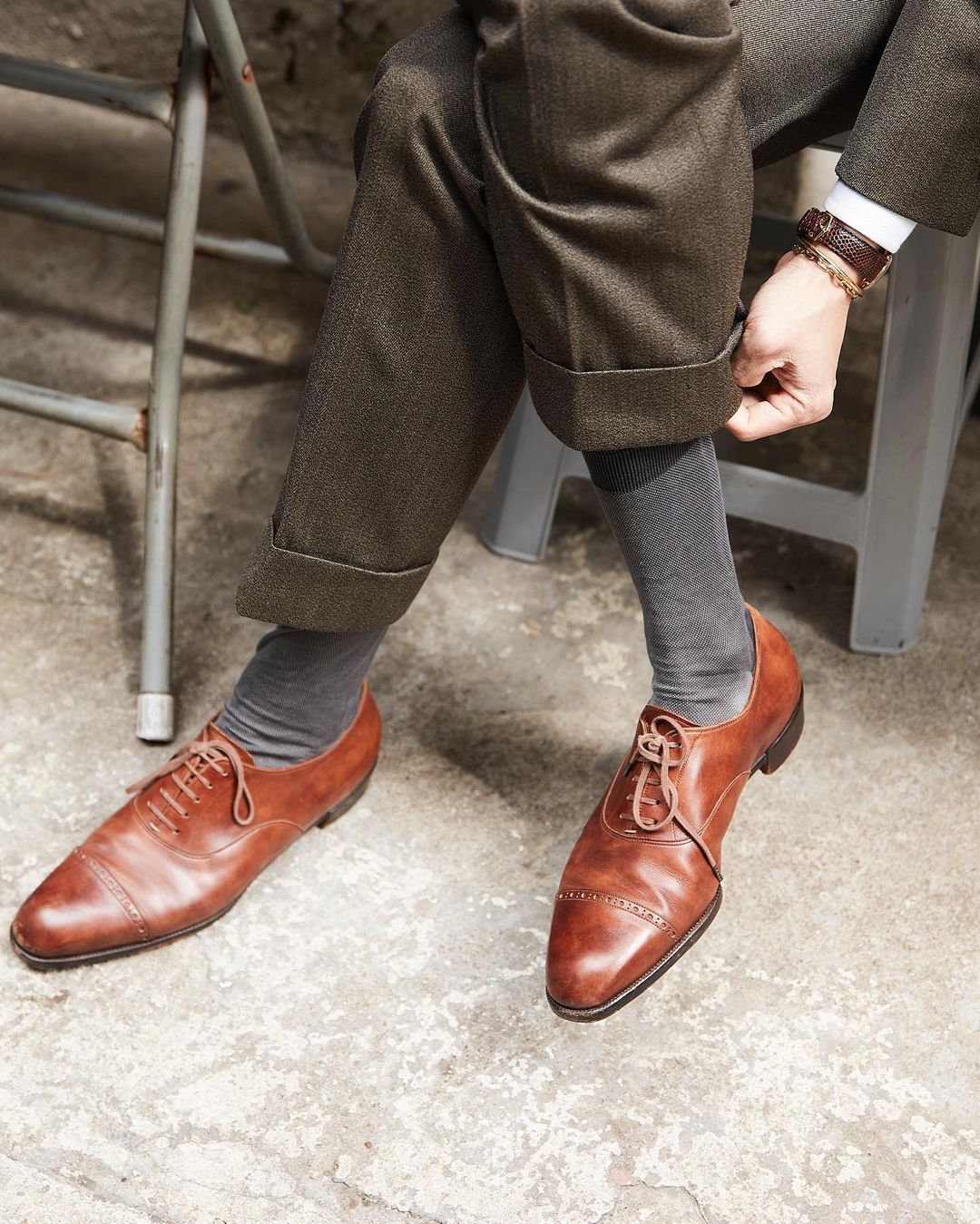 Tan Leather Rowena Brogue Toecap Oxfords