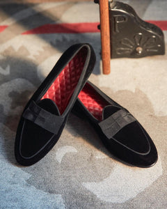 Black Suede Elara Opera Loafers - Formal Shoes