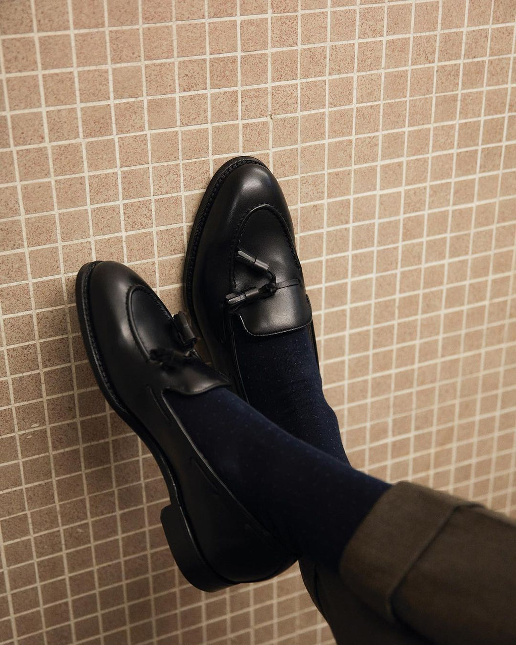 Black Leather Zephyr Tassel Loafers