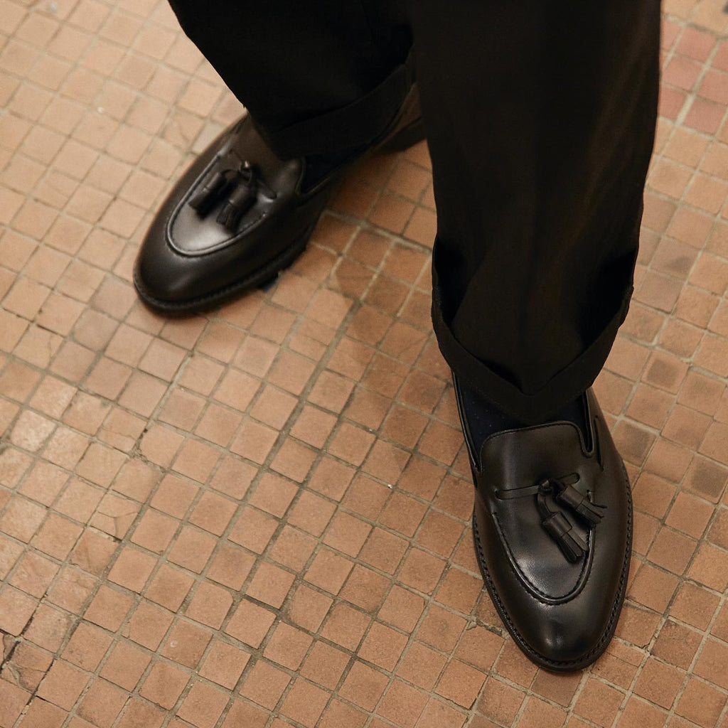 Black Leather Zephyr Tassel Loafers