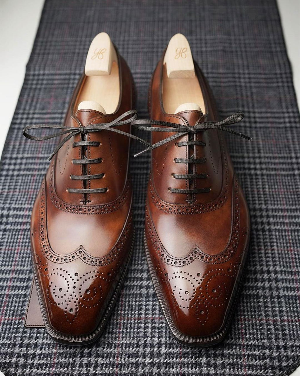 Tan Leather Cedria Brogue Wingtip Oxfords 