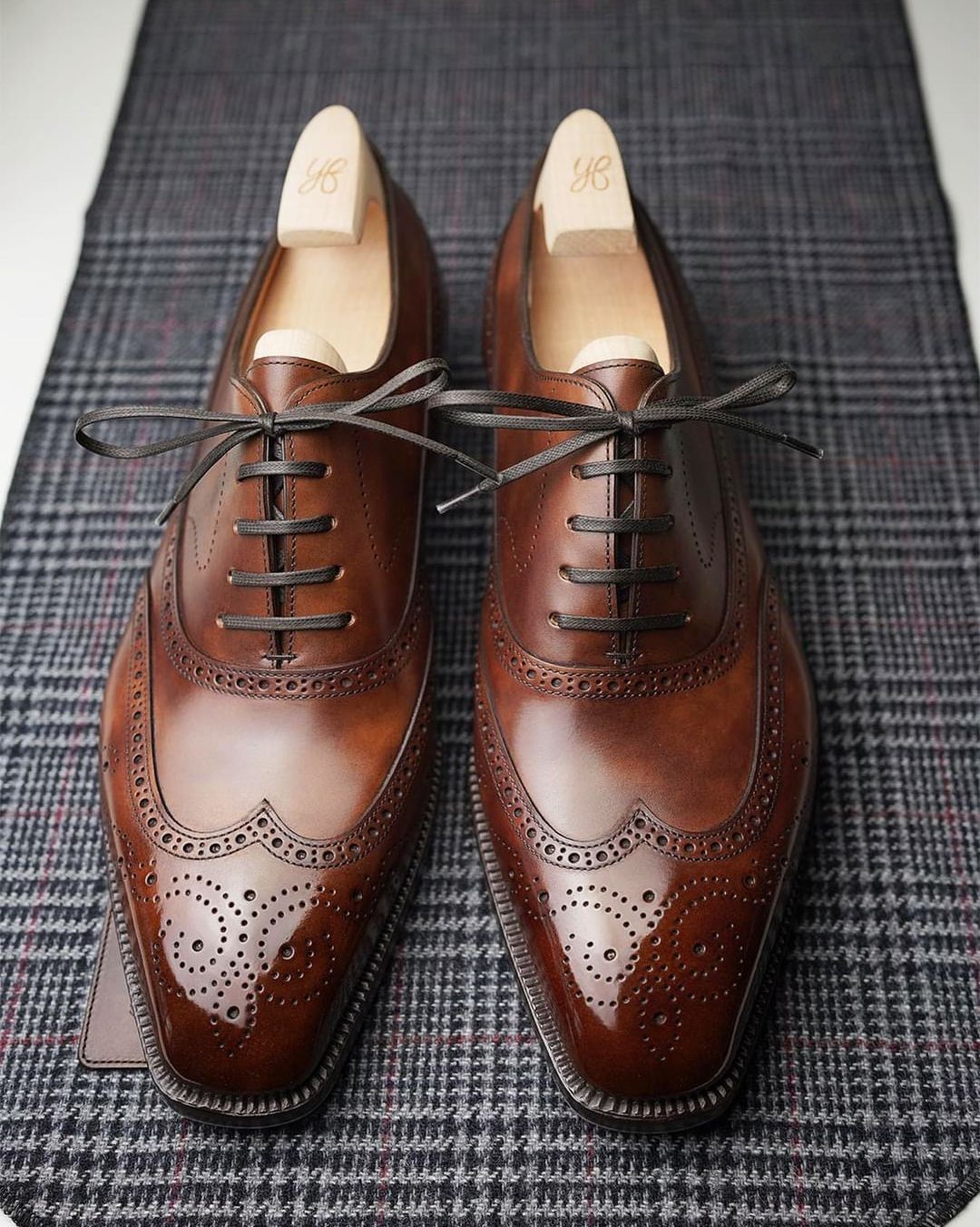 Tan Leather Cedria Brogue Wingtip Oxfords 