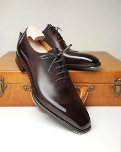 Brown Leather Lorcin Whole Cut Oxfords 