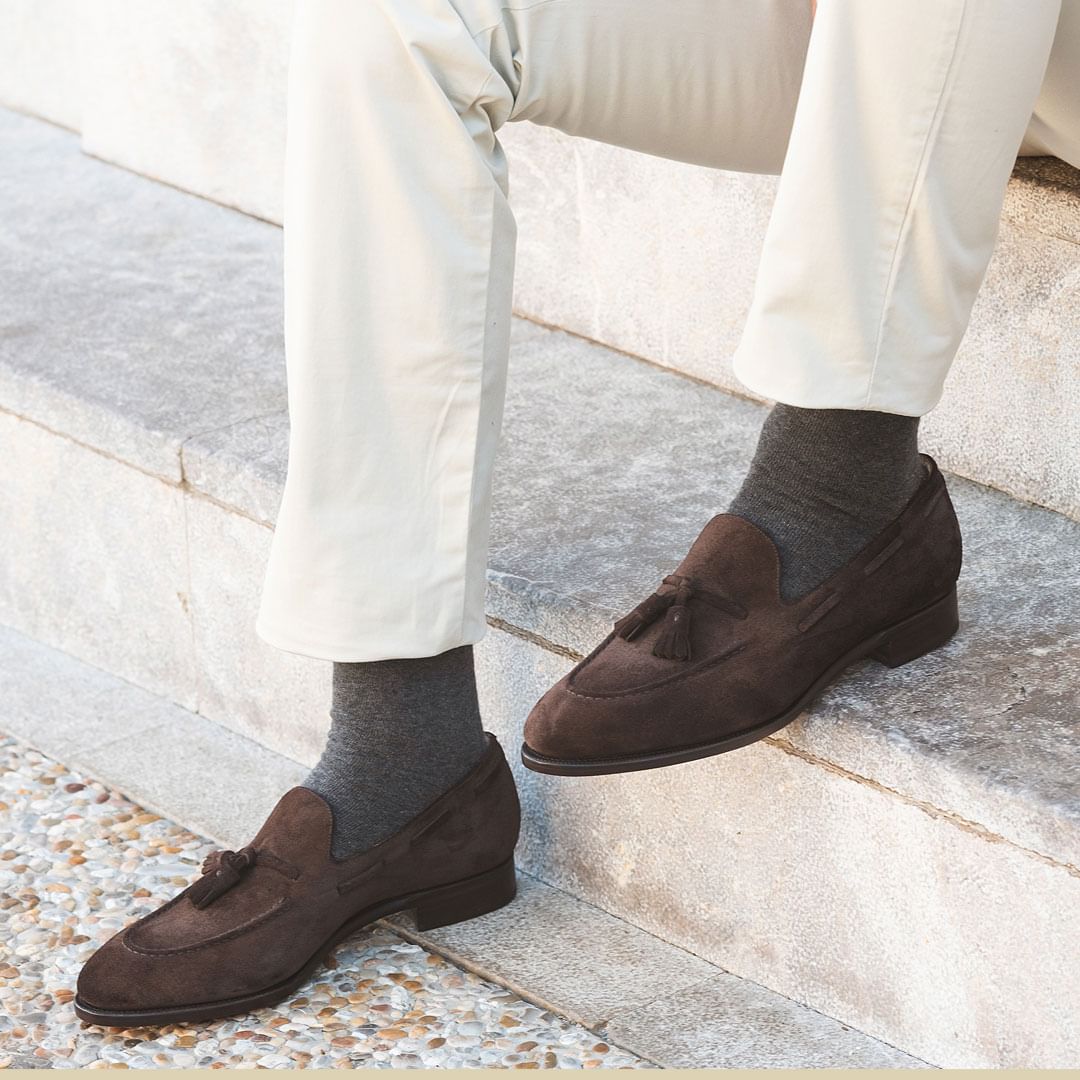 Brown Suede Bellarose Tassel Loafers