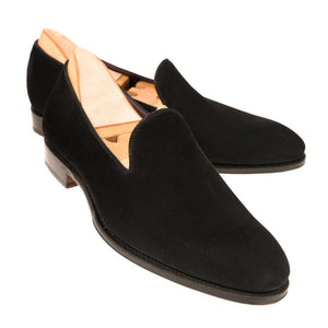 Flat Feet Shoes - Black Suede Corbett Loafers with Arch Support