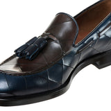 Height Increasing Goodyear Welted Vouzela Navy Blue Quilted Leather Loafer With Violin Leather Sole