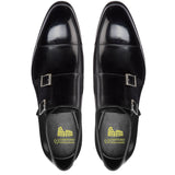 Height Increasing Black Leather Castle Monk Straps - Formal Shoes