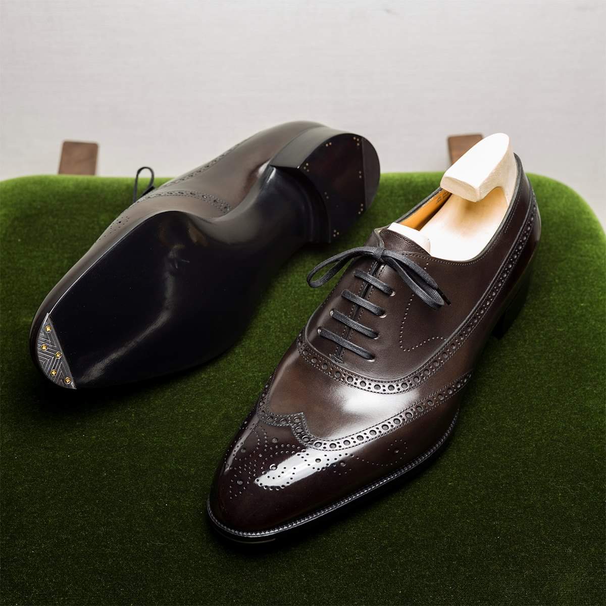 Brown Leather Cedria Brogue Wingtip Oxfords