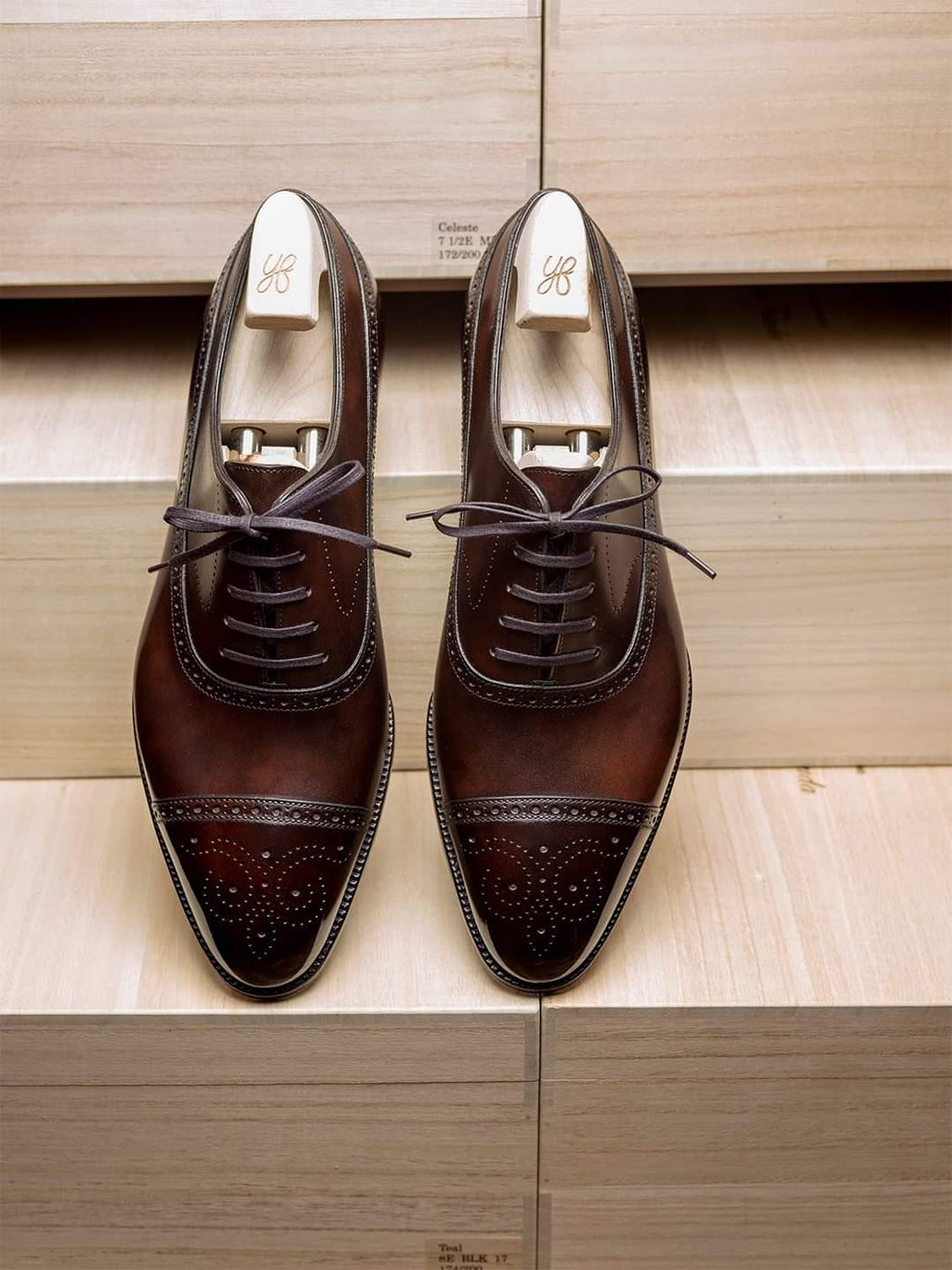 Brown Leather Callista Brogue Toe Cap Oxfords 