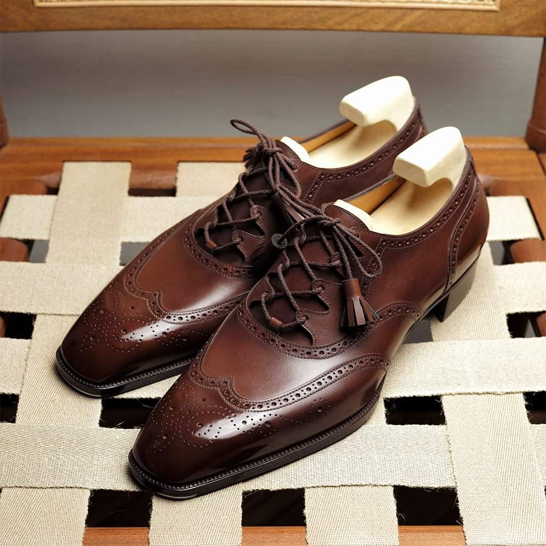 Brown Leather Ismene Wingtip Brogue Oxfords 