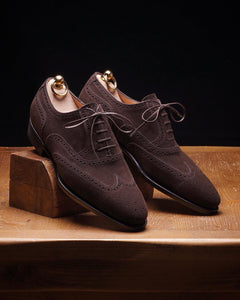 Brown Suede Rene Brogue Oxfords Shoes