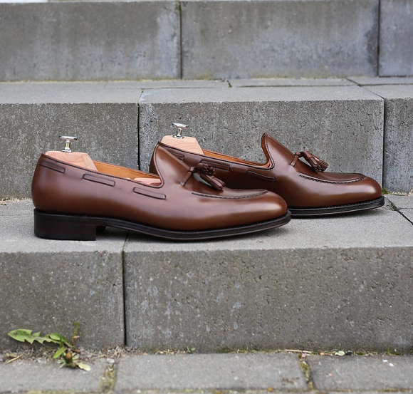 Height Increasing Brown Leather Martos Tassel Loafers