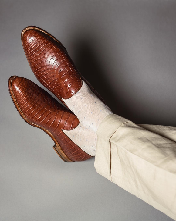 Height Increasing Tan Croc Print Leather Carmona Loafers