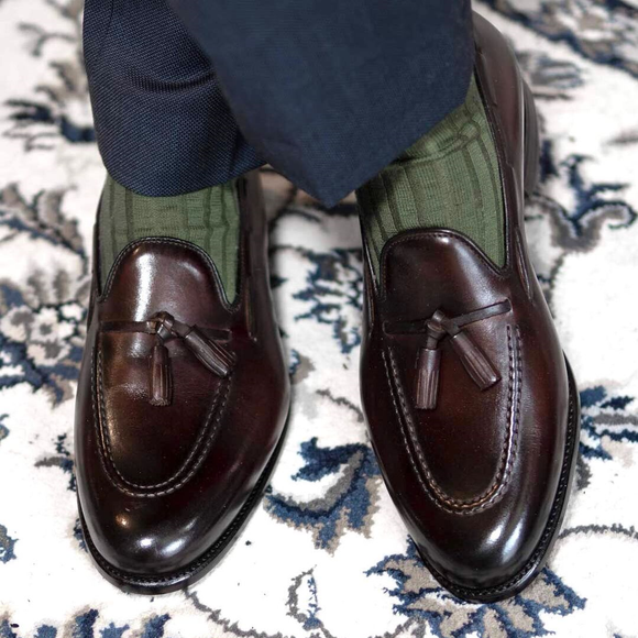 Height Increasing Brown Leather Sevilla Tassel Loafers