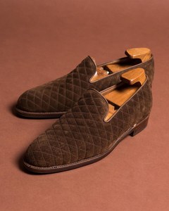 Brown Quilted Suede Mieres Loafers