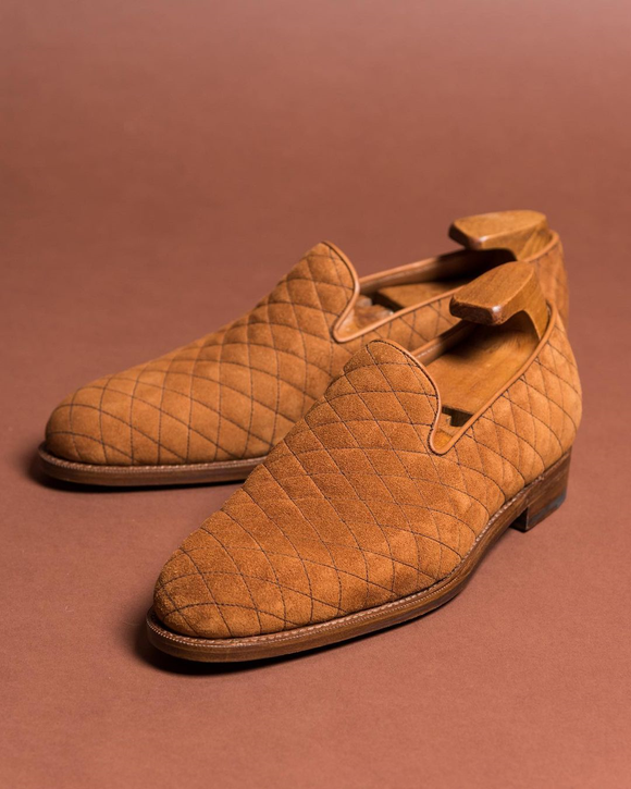Height Increasing Tan Quilted Suede Mieres Loafers