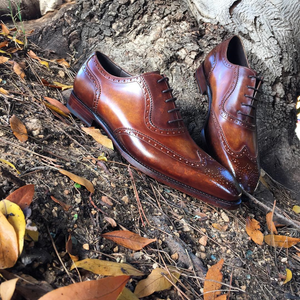Brown Hand Painted Leather Guarda Brogue Oxfords