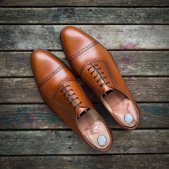 Height Increasing Tan Leather Leiria Brogue Toecap Oxfords - Formal Shoes