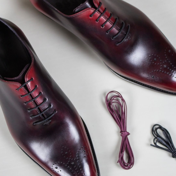Height Increasing Burgundy Brown Leather Monsanto Oxfords 