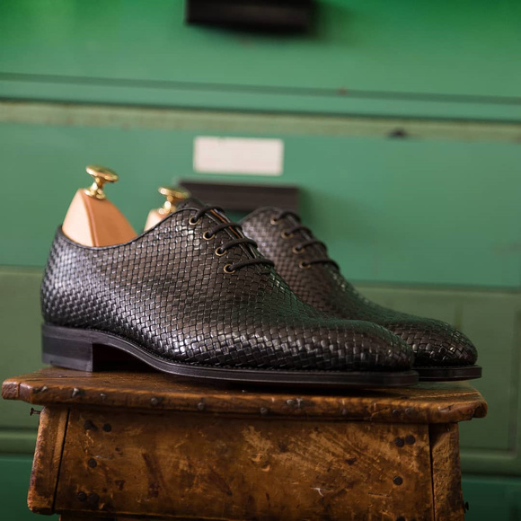 Height Increasing Black Braided Leather Toecap Nazare Oxfords
