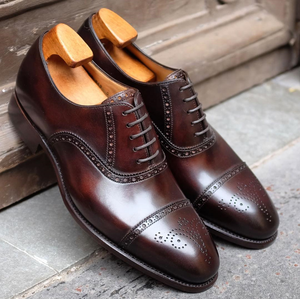 Height Increasing Brown Leather Alcacer Brogue Toecap Oxfords