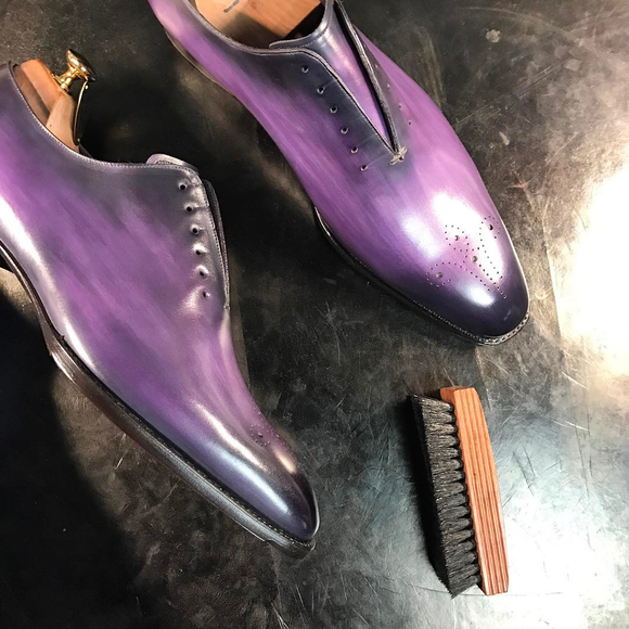 Purple Leather Lucena Oxfords 