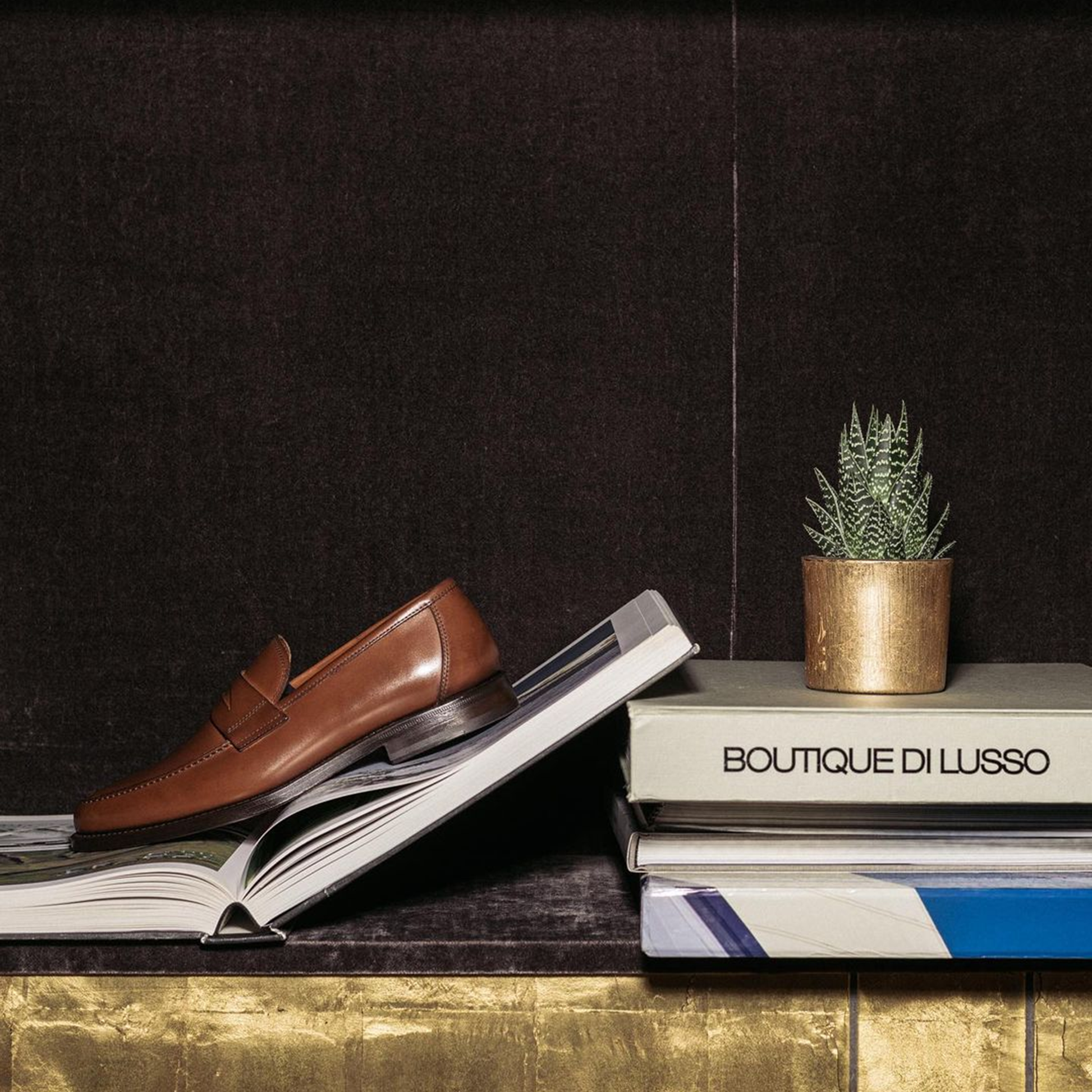 Tan Leather Reenes Slip On Penny Loafers
