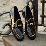 Black Patent Leather with Yellow Highlights Lismore Slip On Loafers
