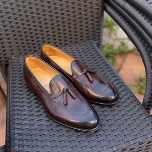 Brown Leather Ararat Slip On Tassel Loafers
