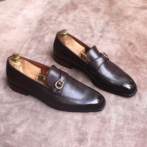 Brown Leather Benalla Slip On Buckle Loafers