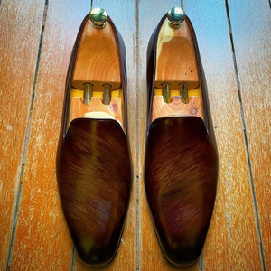 Brown Patina Leather Geelong Slip On Loafers