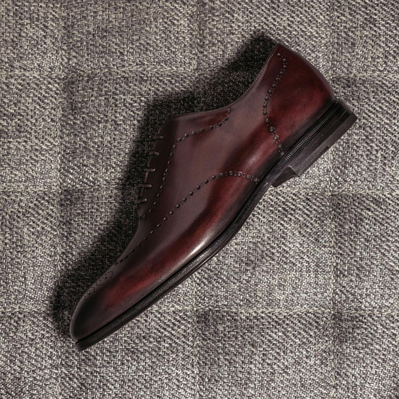 Brown Leather Bendigo Brogue Whole Cut Oxford Shoes