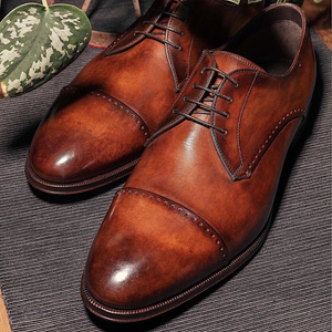 Tan Leather Sucre Toe Cap Balmoral Brogue Derby Shoes