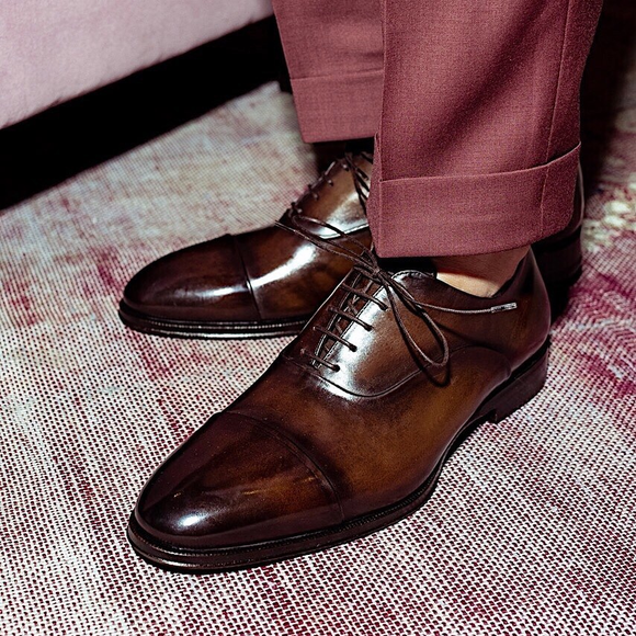 Brown Leather Huanuni Toe Cap Oxford Shoes