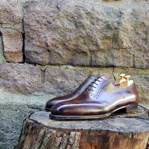 Brown Leather Punata Brogue Oxford Shoes