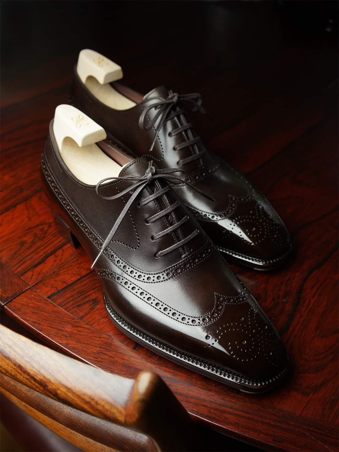 Brown Leather Cedria Brogue Wingtip Oxfords