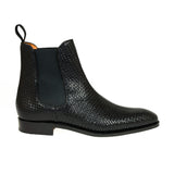 Black Braided Leather Fenland Slip On Chelsea Boots