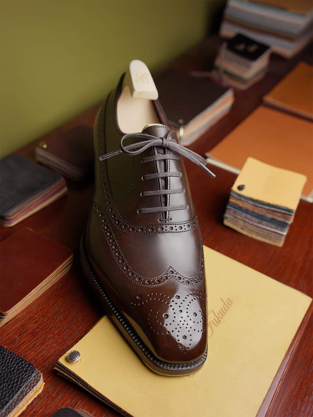 Brown Leather Cedria Brogue Wingtip Oxfords