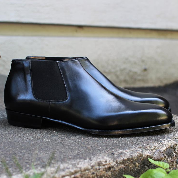 Height Increasing Black Leather Telde Chelsea Boots