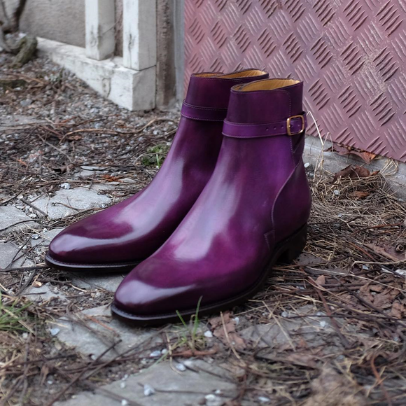 Height Increasing Purple Leather Toledo Jodhpur Boots
