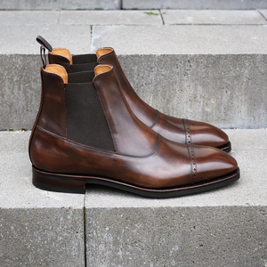 Brown Leather Astorga Brogue Toecap Chelsea Boots