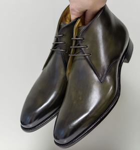 Green Leather Gabrovo Chukka Lace Up Boots